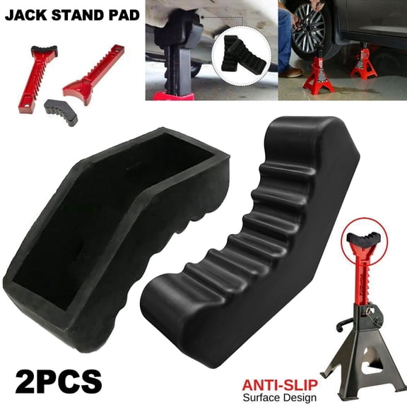 AUTOXBERT 2 Pcs Axle Jack Stand Pad Adapter Universal Slotted Frame Rail Rubber Adapter