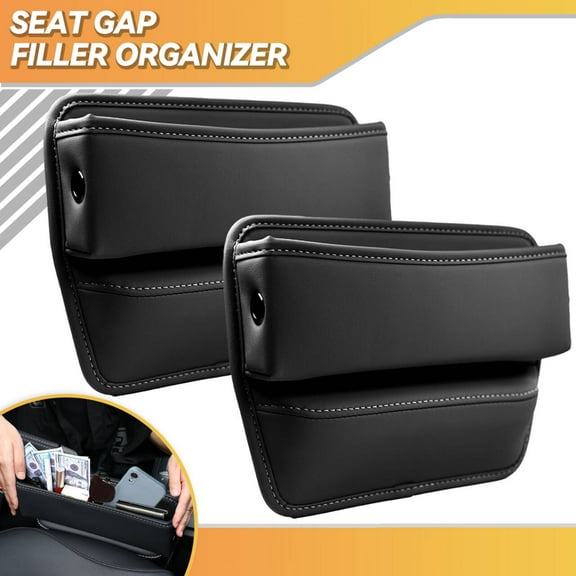 AUTOXBERT 2 Pcs Car Seat Gap Filler Organizer Car Side Seat Storage Pocket Leather Hold Phone Money Keys