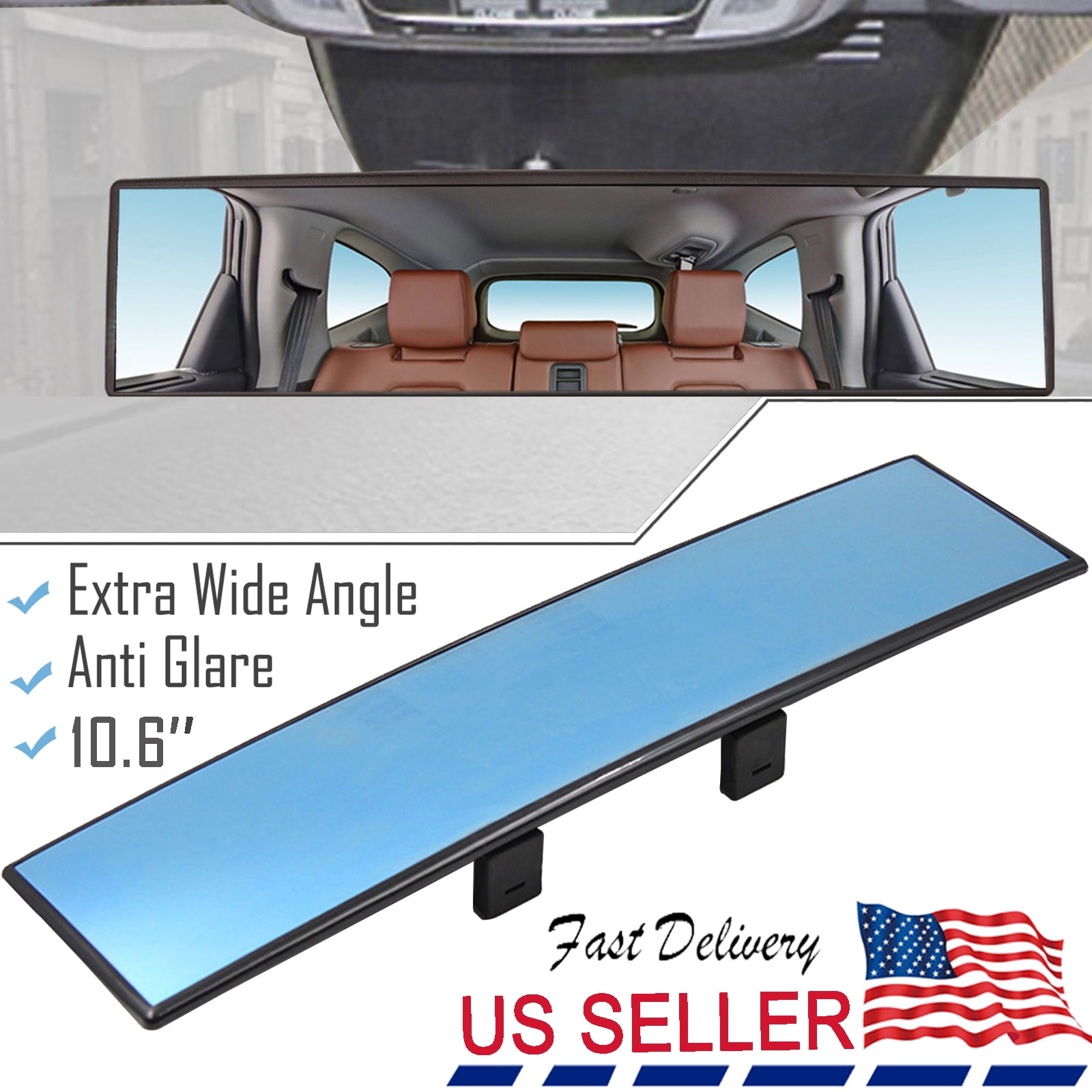 AUTOXBERT 270mm Car Interior Wide Anti Glare Rear View Mirror Watch ...