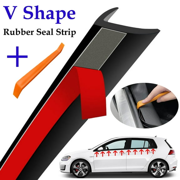 AUTOXBERT 2M/6.5ft V-Shape Car Window Seal Strip Weatherstrip Trim Edge Rubber