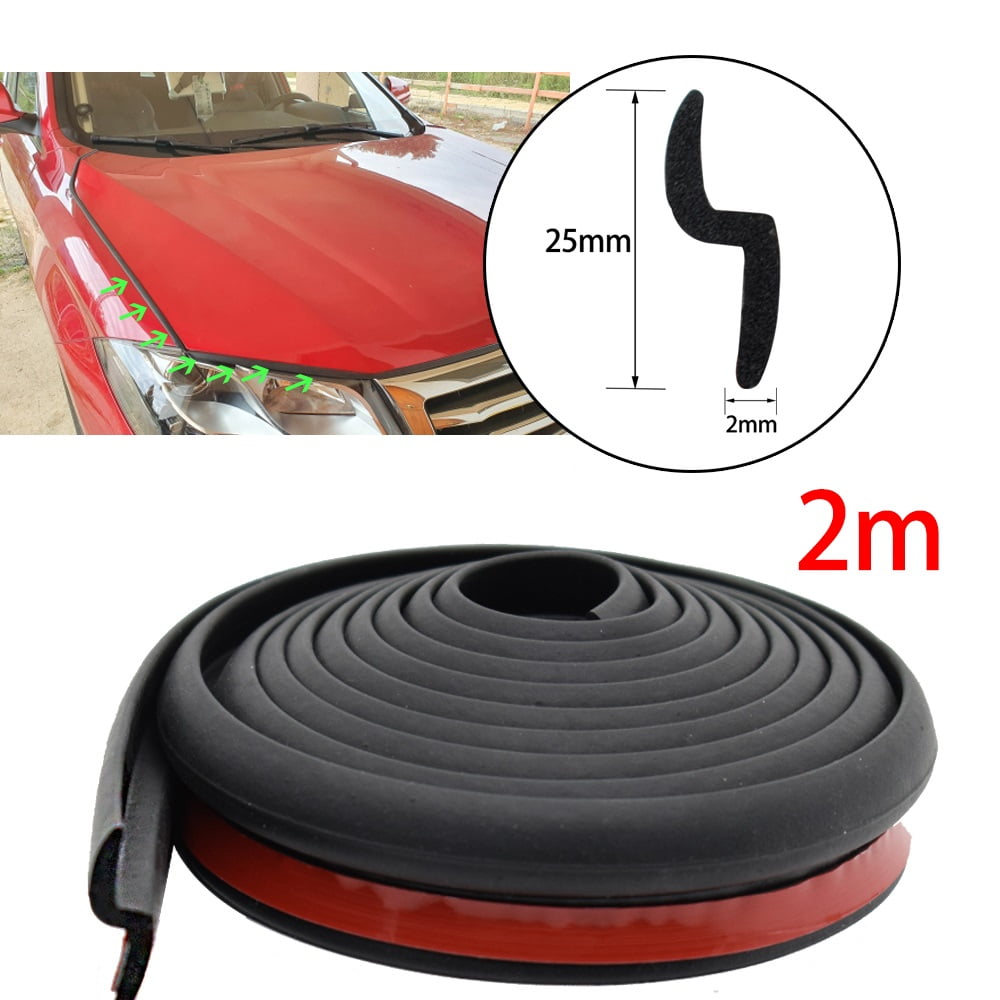AUTOXBERT 2M Car Door Hood Rubber Seal Strip Universal ZShape Waterproof Noise Insulation Black