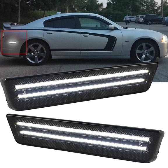 AUTOXBERT 2PCS Rear LED Side Marker White Lights for Dodge Charger 2011-2014 Challenge 2008-2014