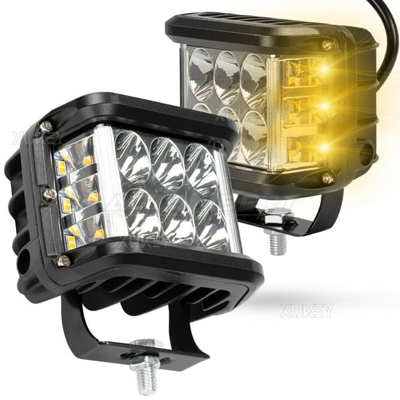 AUTOXBERT 2PCS Side Shooter Pods Light 4 Inch Off Road LED Strobe Cube Work Lights Truck
