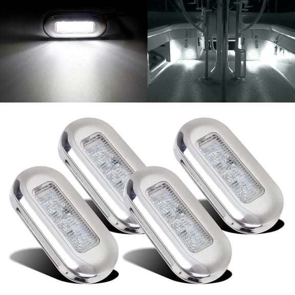 AUTOXBERT 4Pcs White 12V 3LED Marine Boat Stern Lights for Navigation Fishing Accessory Waterproof