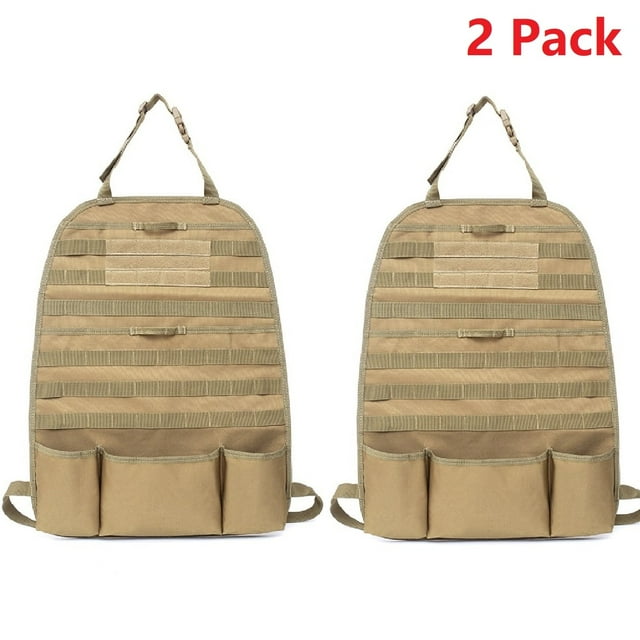 AUTOXBERT 2Pcs Car Seat Back Organizer Tactical Panel MOLLE Vehicle Storage Protector Bag Cover