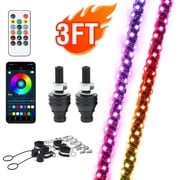 AUTOXBERT 2PCS 3FT RGB LED Whip Light DIY Chasing Patterns Antenna Lighted Whips for ATV UTV