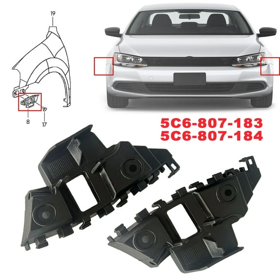 AUTOXBERT 2X Car Front Bumper Bracket Beam Mount Support Grille Guide Bracket Retainer for VW Jetta 2011-2014