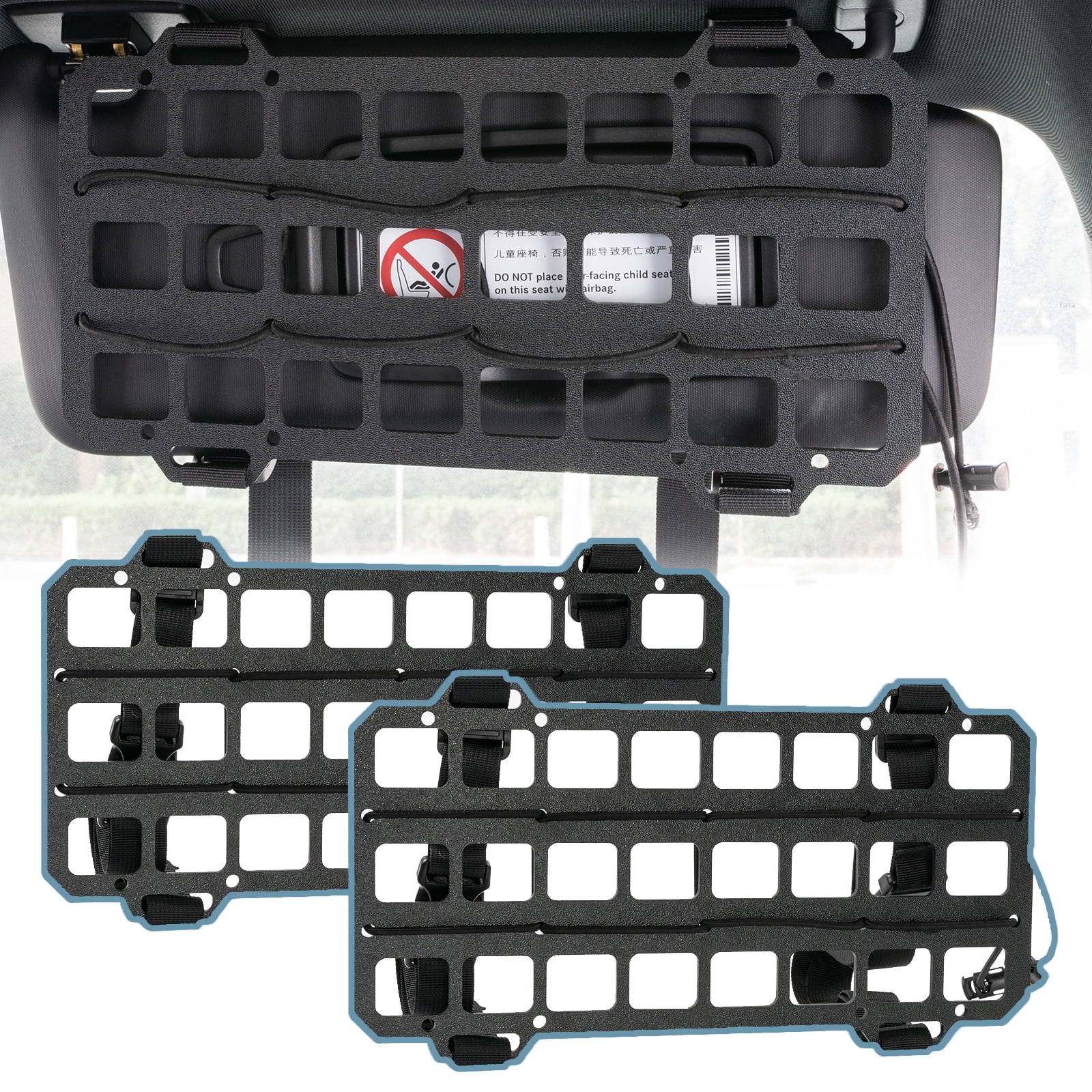 AUTOXBERT 2X Car Tactical Rigid Molle Panel Visor Organizer Storage Rack Rigid Insert Panel