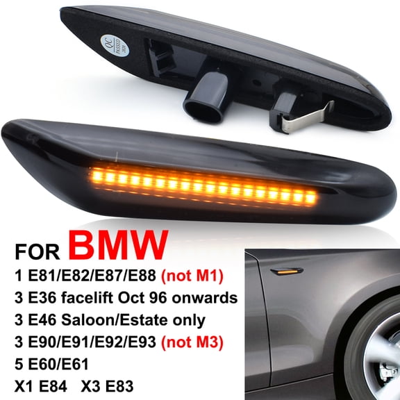AUTOXBERT For BMW E36 E91 E61 E83 E93 Dynamic LED Side Indicator Turn Signal Lights 2X