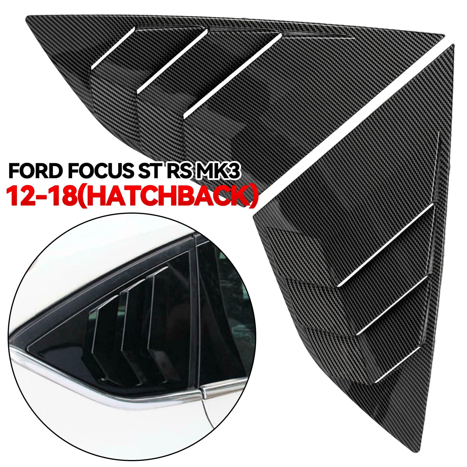 AUTOXBERT 2pcs Rear Window Louver Vent Trim for Ford Focus ST RS