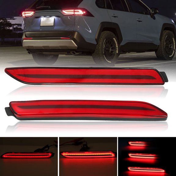 AUTOXBERT 2pcs for Toyota RAV4 2019-2025 LED Rear Bumper Reflector Brake Light Turn Signal