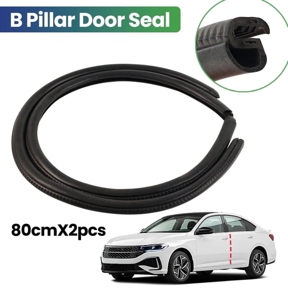 AUTOXBERT 2x 80cm Universal Car B Pillar Door Seal Strip Trim Moulding Hollow Edge Guard Weatherstrip EPDM