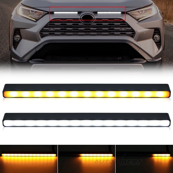 AUTOXBERT 2x Car Daytime Running Light Strips LED Turn Signal Lamp Bar DRL 12V Universal