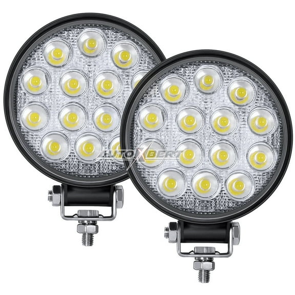 AUTOXBERT 2x Led Work Light Flood SPOT Lights for Truck off Road Tractor ATV Round 48W 4inch 14pcs-SMD LEDs Diecast ABS housing