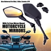 AUTOXBERT 2x Motorcycle Rear View Side Mirrors With 2x Free 7/8 Handle Bar Mount for ATV Bike