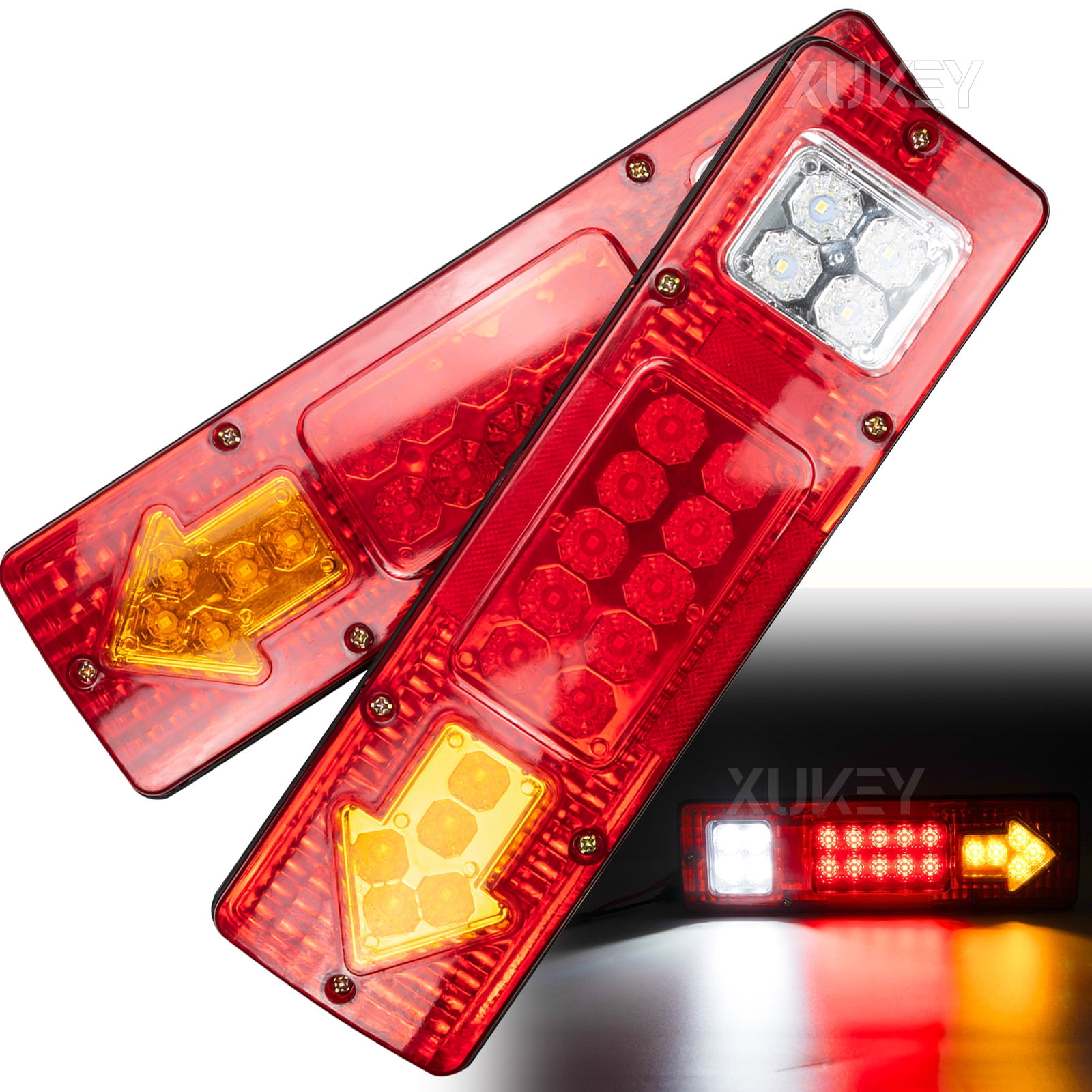 AUTOXBERT 2x Rear Led Trailer Tail Lights Kit Boat Marker Truck Stop