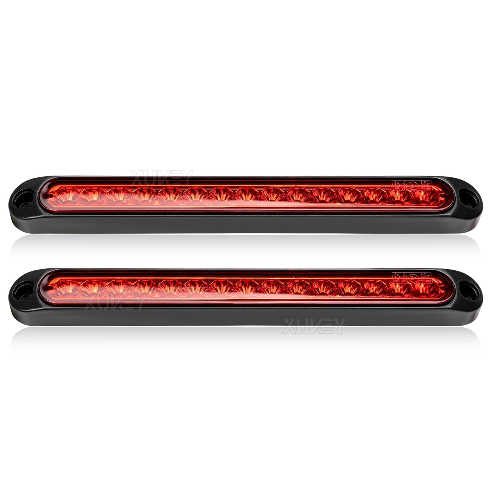 Yiyasu 2x Red 10inch LED Sealed Truck Trailer 3rd Brake Turn Tail Submersible Light Bar