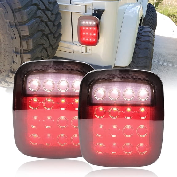 AUTOXBERT 2x Universal LED Trailer Tail Lights Truck Rear Brake Light Turn Stop Reverse Light Red