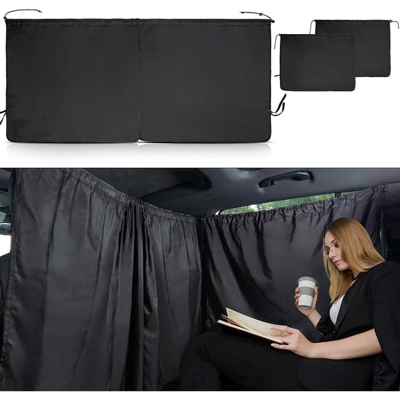 AUTOXBERT 3PCS Car Privacy Curtains Double Layer Blackout Window Shades for SUV Car Camping