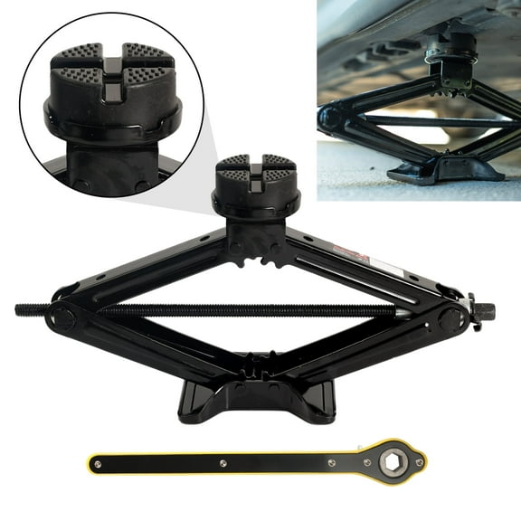 AUTOXBERT 3Ton Scissor Jack Car Tire Lift Ratchet Wrench Handle Jack Stand Rubber Pad Tool
