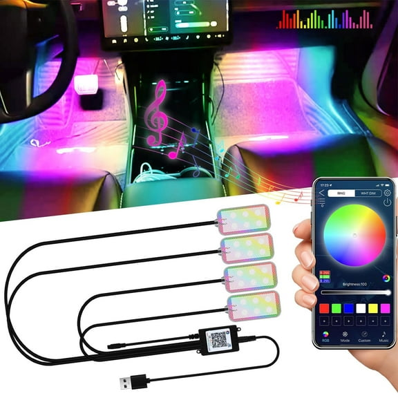 AUTOXBERT 4 in 1 USB RGB LED Car Interior Atmosphere Lamp Foot Floor Star Light Decoration