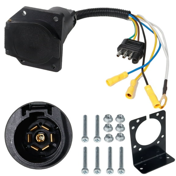 AUTOXBERT 4 Pin to 7 Way Blade Plug Adapter Tow Truck Light Wiring Connector for RV Trailer