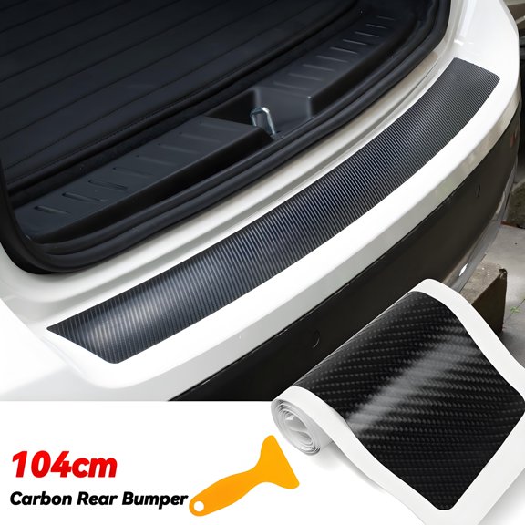 AUTOXBERT Car Rear Bumper Protector Guard Sill Plate Trim Strip Anti-Scratch Cover Carbon Fiber