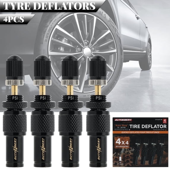 AUTOXBERT 4PCS 10-30 PSI Adjustable Auto-Stop Tire Deflator Valve Kit offroad accessories