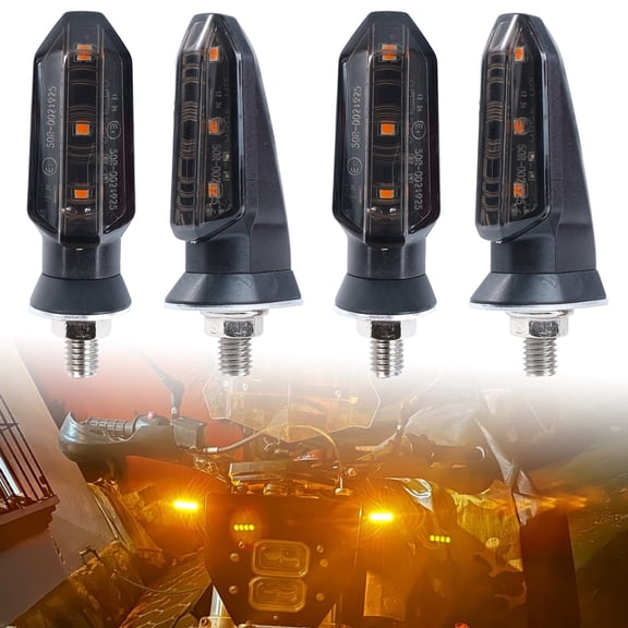 4x Motorcycle Turn Signals 12V Universal Front Rear Blinker Super Bright Amber for Motorbike Scooter Off Road Quad Cruiser