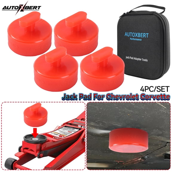 AUTOXBERT 4Pcs Sturdy Jack Support Block Polyethylene Pad Solid Adapter Rubber Jack Pad Rubber Pad for Chevrolet Corvette C5 C6 C7 GS Red