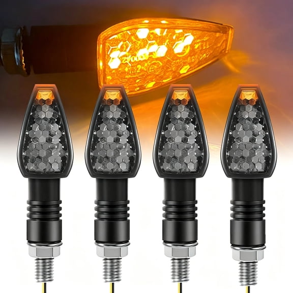 AUTOXBERT 4X Motorcycle Turn Signals Lights Indicators Bike LED Blinkers Amber 10MM Universal