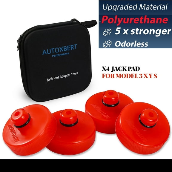 AUTOXBERT 4pcs Red Chassis Jack Point Pad Lift Adapter Stand Tool For Tesla Model 3 Y S X