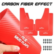 AUTOXBERT 4x Carbon Fiber Effect Universal Splash Guards Mud Flaps Mudguards Fender Cover Red