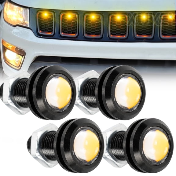 AUTOXBERT 4x Universal 12V Front Grille Light Amber Led Eagle Eye Bulb Running Truck Lamp