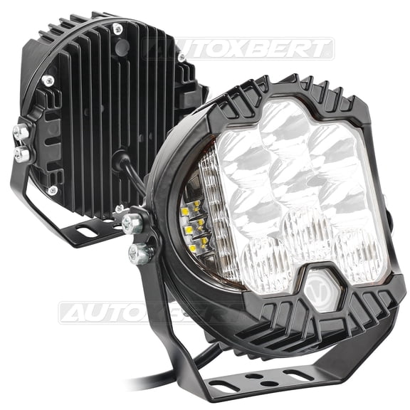 AUTOXBERT 2X 5in LED Work Light Amber Halo DRL Spot Offroad Driving Pods Fog for ATV SUV UTV