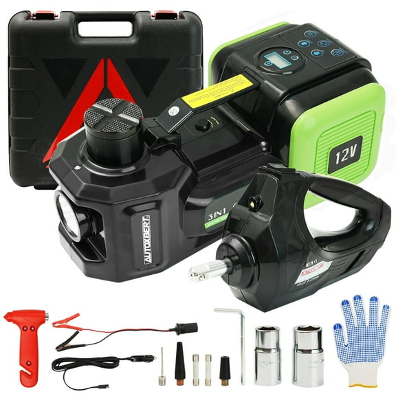 AUTOXBERT 5 Ton 12V Car Electric Hydraulic Floor Jack Lift Impact Wrench Auto Repair Tool