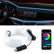 AUTOXBERT 5m/16ft RGB LED Car Interior Ambient Light Decorative Music Sync Fiber Optic USB Strip Light Accessories