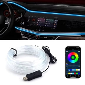 AUTOXBERT 5m/16ft RGB LED Car Interior Ambient Light Decorative Music Sync Fiber Optic USB Strip Light Accessories