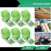 AUTOXBERT 6Pcs 1 in x 8 ft Lashing Straps Cam Buckle Cargo Cinch Tie Down Straps Adjustable Green