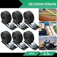 thumbnail image 1 of AUTOXBERT 6Pcs 1 in x 8 ft Lashing Straps Luggage Cargo Cinch Tie Down Straps Adjustable Cam Buckles Car Roof, 1 of 11