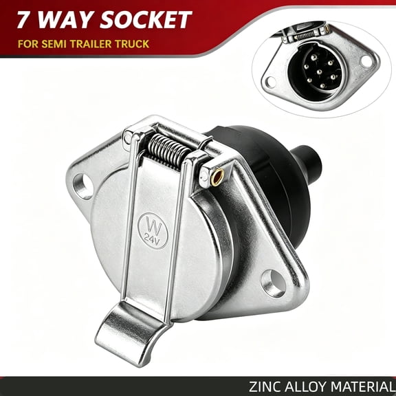 AUTOXBERT 7 Way Socket Semi Trailer Truck Light Connector Round Split Pin Receptacle Plug