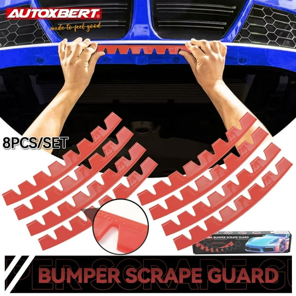 AUTOXBERT 8x Red Universal Front Splitter Bumper Lip Scrape Guard Protection Kit