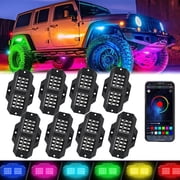 AUTOXBERT 8Pods RGB Rock Light Neon Underbody Trail Rig Glow Lamp for Offroad SUV Pickup Truck
