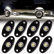 AUTOXBERT 8x White 9 LED Rock Light Pods Underbody Glow Lamp for Offroad SUV Pickup Truck UTV