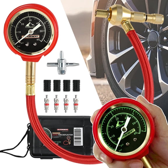 AUTOXBERT Rapid Tire Deflator Kit 0-60 PSI Glow Dial Pressure Gauge 4WD off-Road Accessories