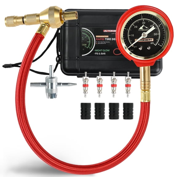 AUTOXBERT Air Down Tire Deflator 0-60 PSI Glow Dial Pressure Gauge 4WD off Road Accessories