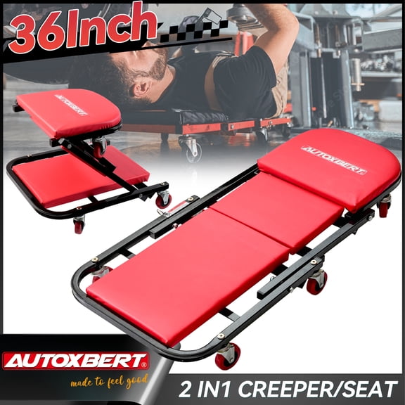 AUTOXBERT Auto Foldable Creeper 36 Inches 2-in-1 Rolling Seat Stool Under Car Repair Tool