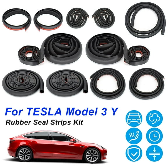 AUTOXBERT Car Door Seal Strips for Tesla Model Y 3 Wind Noise Reduction Kit A-Pillar Trunk Weatherstrip