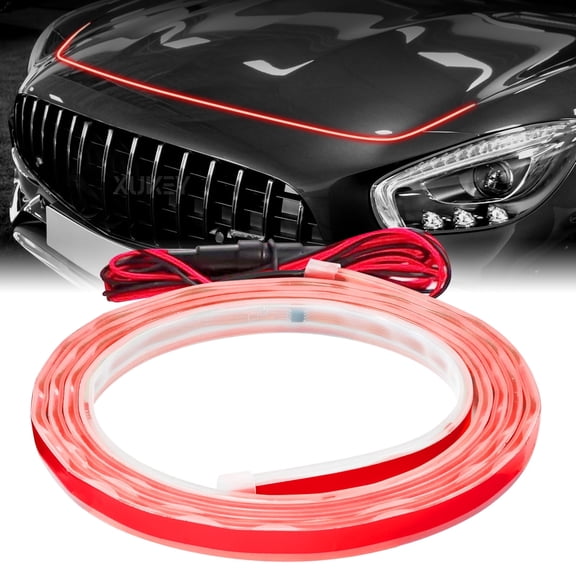 AUTOXBERT Car LED Daytime Running Light Strip Flexible Dynamic LED Hood Light Red 2M