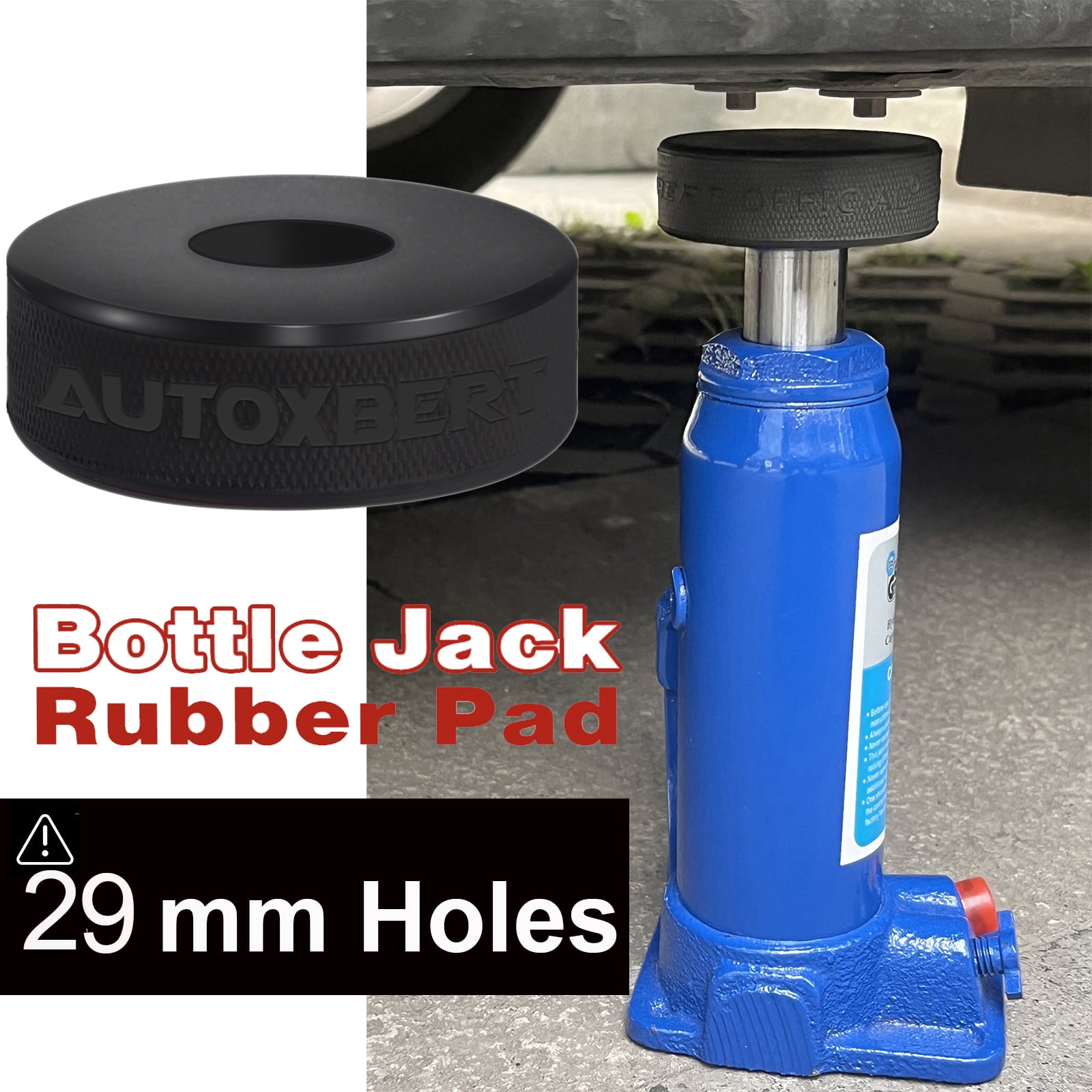 AUTOXBERT Car Rubber Bottle Jack Pad with 29mm Hole Jacking Point for 58 Ton Bottle Jacks